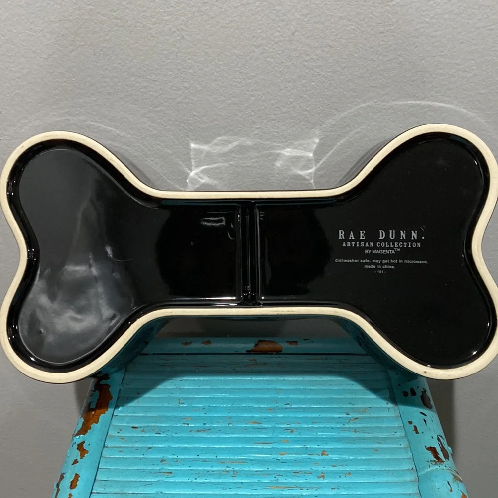 NEW Rae Dunn Artisan Collection By Magenta Bone Appetit Dog Bowl Orange Black